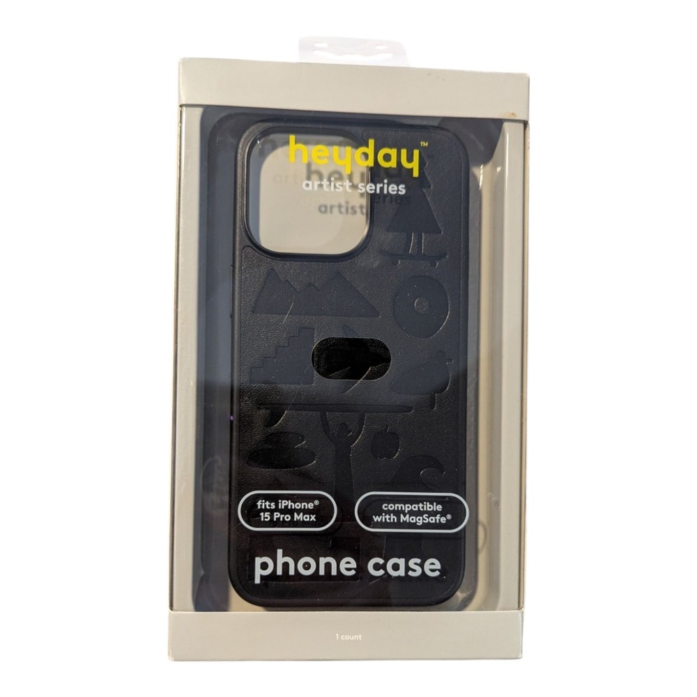 C3. Heyday Apple iPhone 15 Pro Max Faux Leather  MagSafe - Keiji‎ Ishida Black